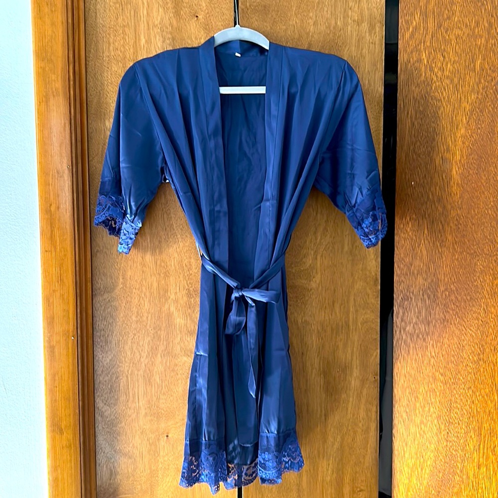 Navy flower girl robe